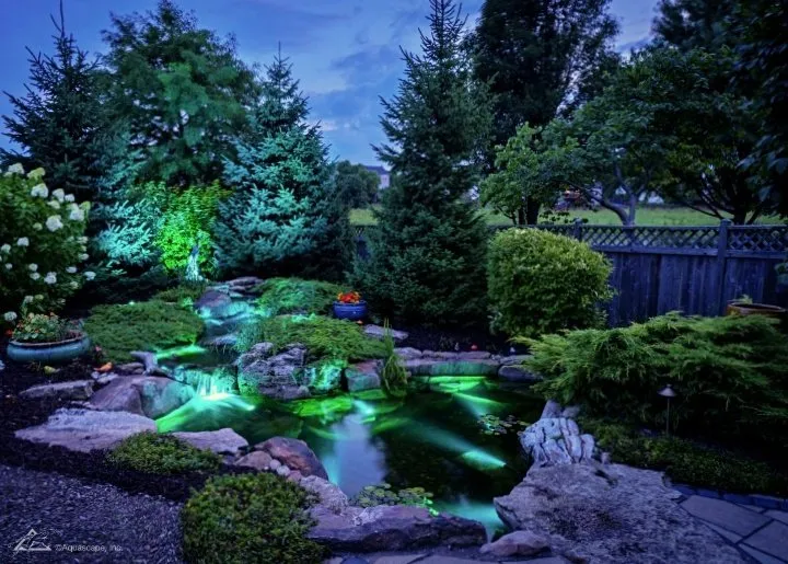Color-changing pond and waterfall lights