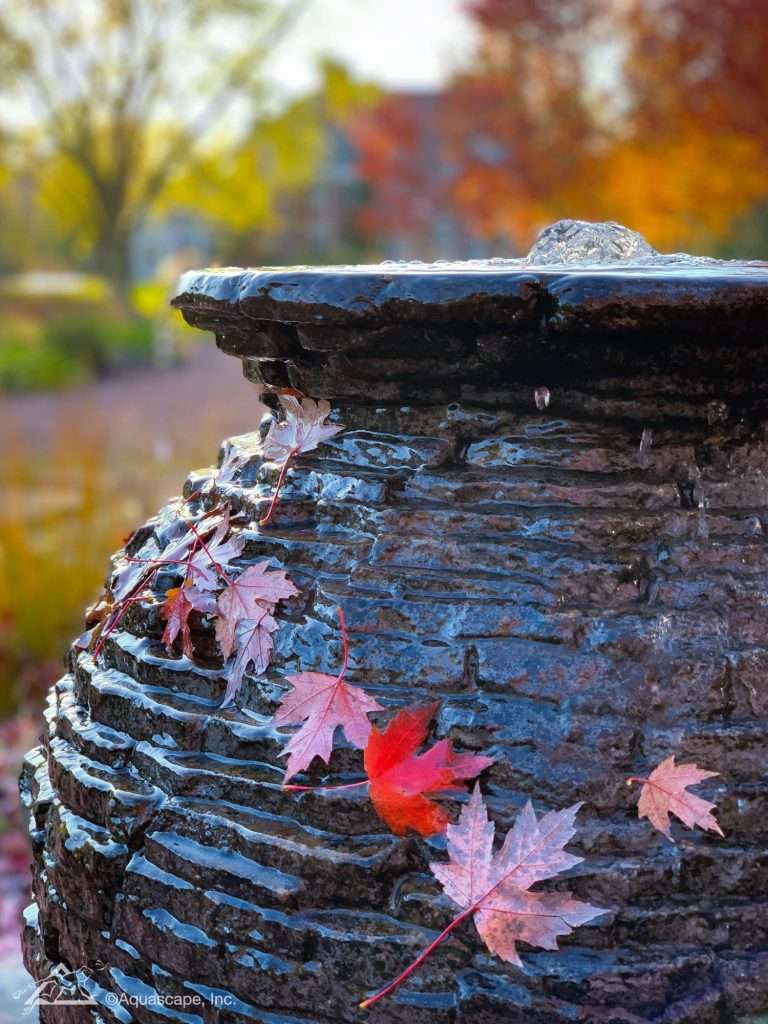 Aquascape fountain in autumn