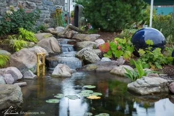 Pond with bamboo spitter
